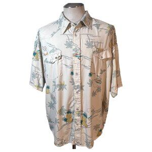 Island Republic Mens Silk Hawaiian Shirt Size XXL Pearl Snap Buttons Tropical